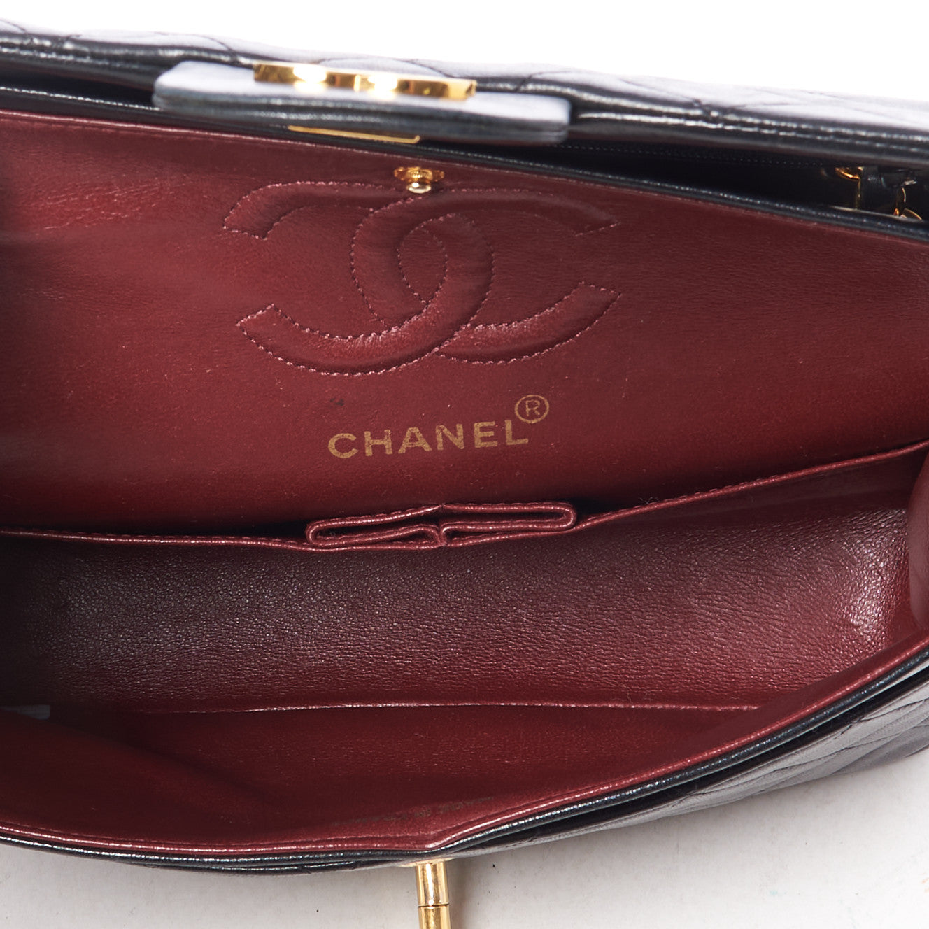 Lambskin Quilted Small Double Flap Black
