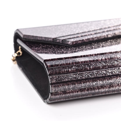 Jimmy Choo Acrylic Degrade Glitter Candy Clutch Black Silver 7 of 9