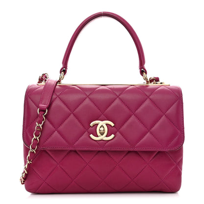 Chanel Lambskin Quilted Small Trendy CC Flap Dual Handle Bag Dark Pink 1 of 12