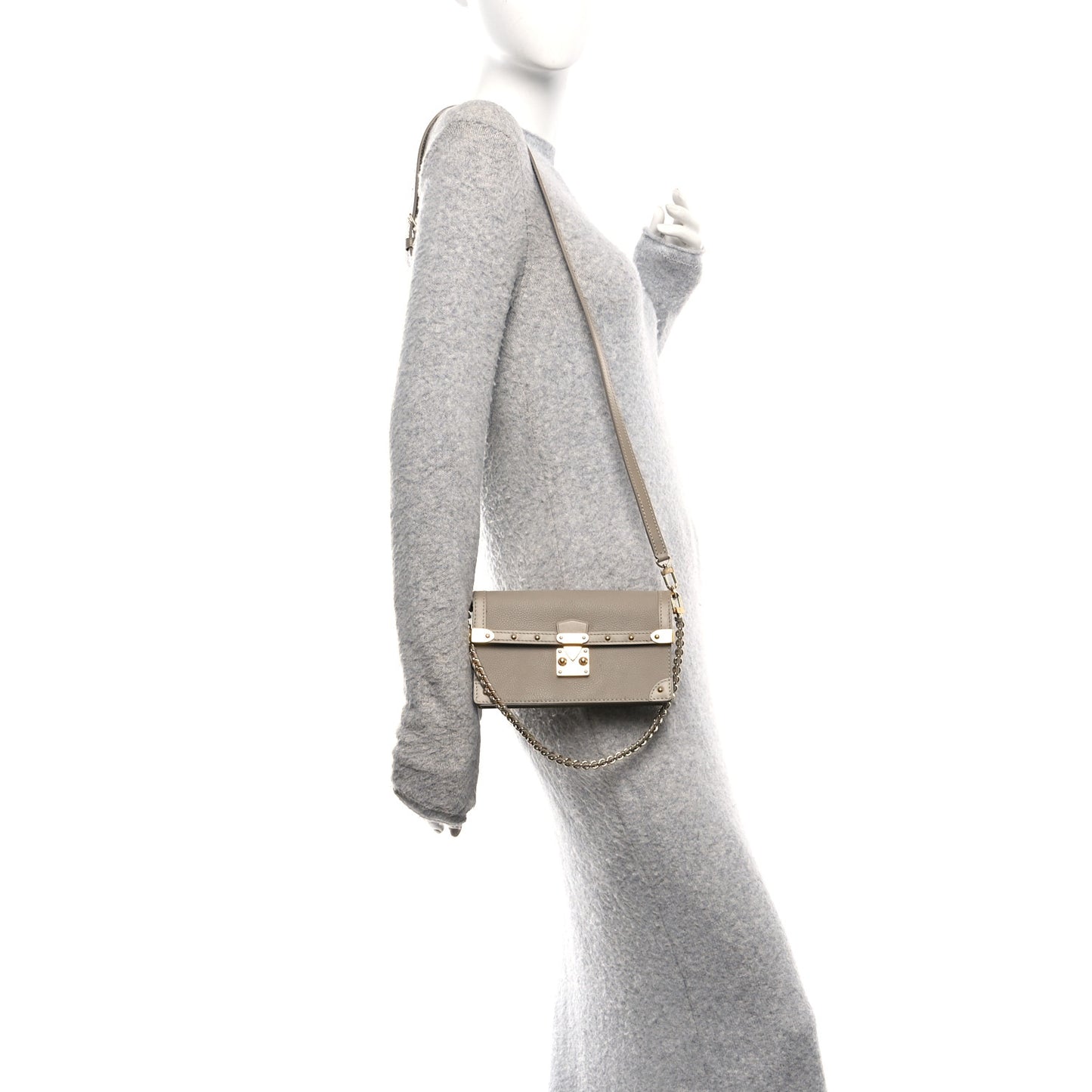 Calfskin Trunk Chain Wallet Taupe