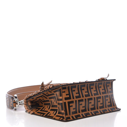 Fendi Vitello Century F is Fendi Whipstitch Threads FF Embossed Kan I Shoulder Bag Tobacco Orzo 5 of 10