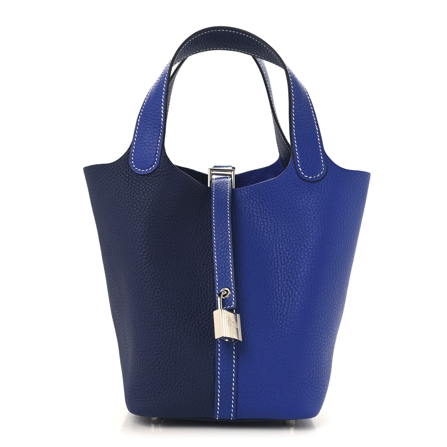 Taurillon Clemence Casaque Picotin Lock 18 PM Bleu Electrique Bleu Encre