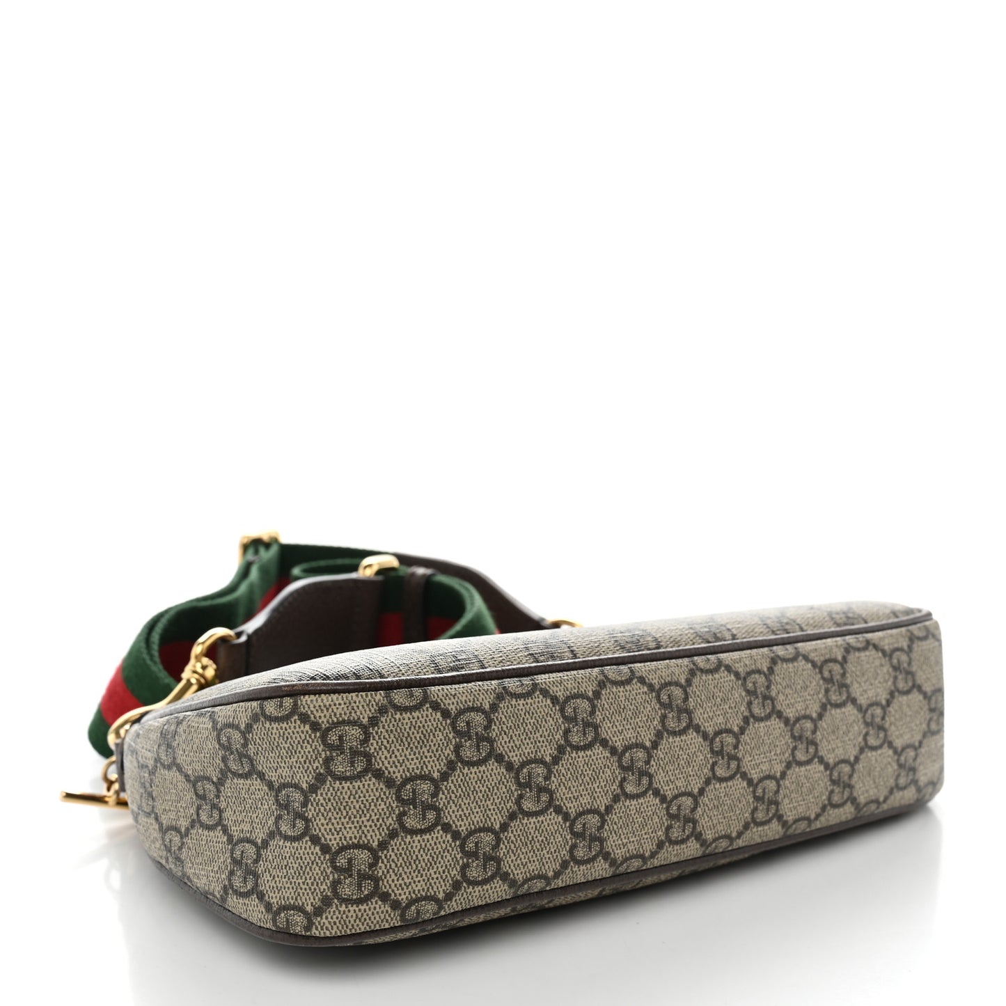 GG Supreme Monogram Textured Dollar Calfskin Web Small Ophidia GG Handbag Beige Ebony New Acero