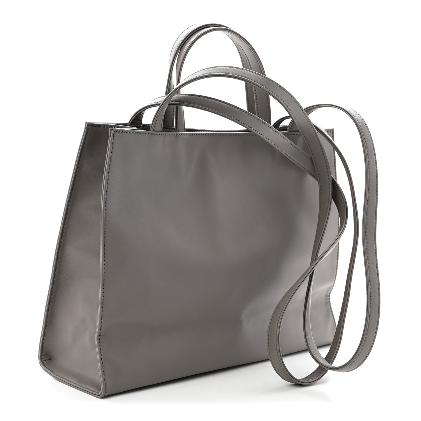 Vegan Leather Medium Shopping Bag Grey