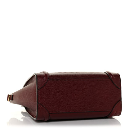 Celine Drummed Calfskin Nano Luggage Light Burgundy 3 of 10