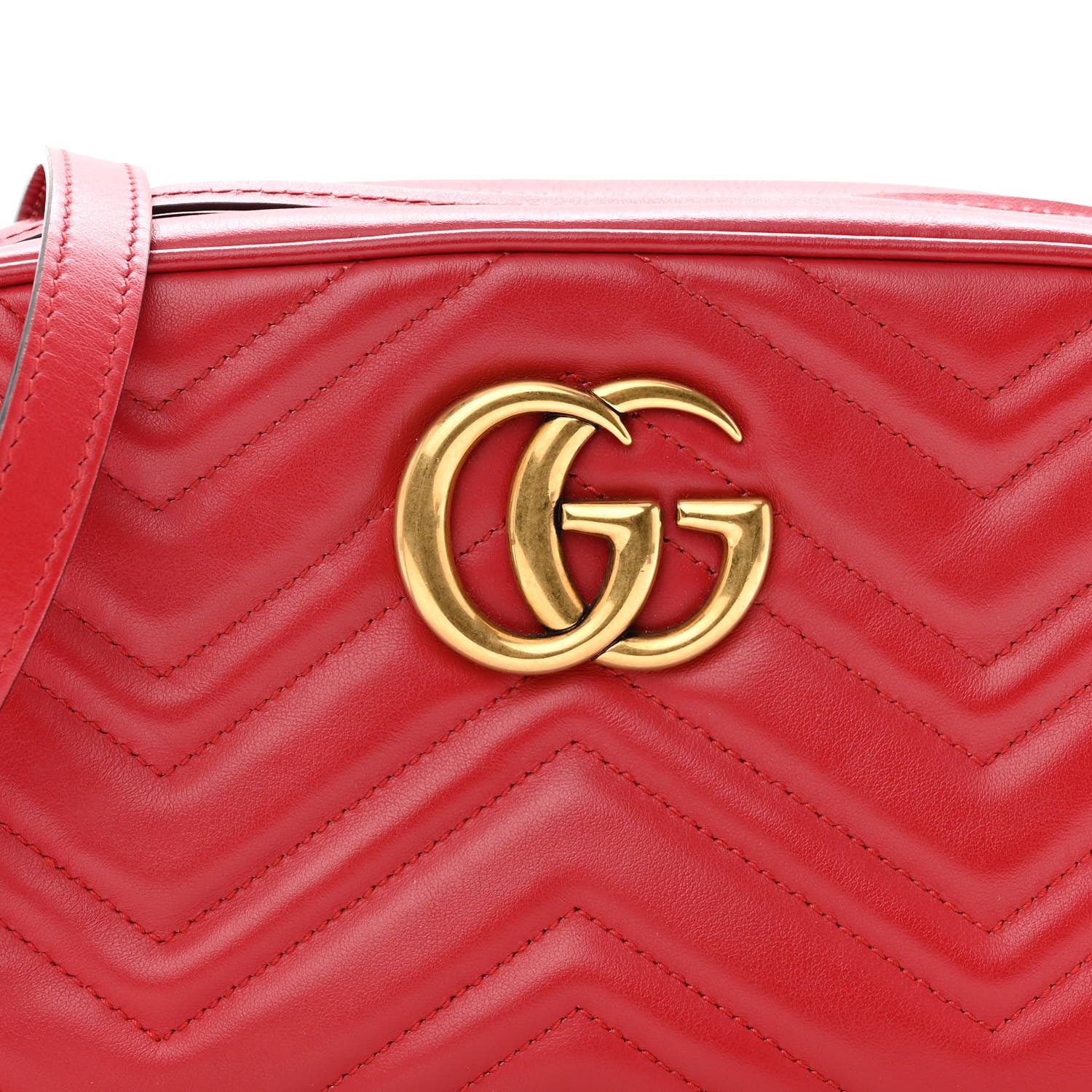 Gucci Calfskin Matelasse Small GG Marmont Chain Shoulder Bag Hibiscus Red 8 of 10