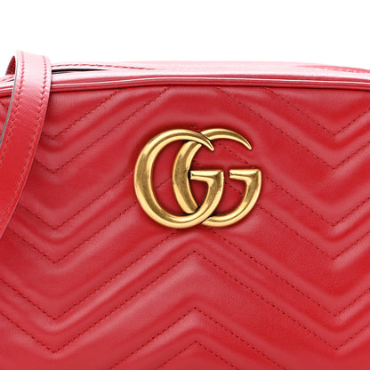 Gucci Calfskin Matelasse Small GG Marmont Chain Shoulder Bag Hibiscus Red 8 of 10