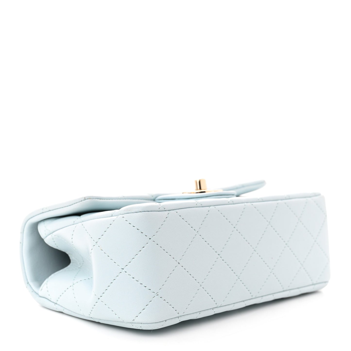 Lambskin Quilted Mini Top Handle Rectangular Flap Light Blue