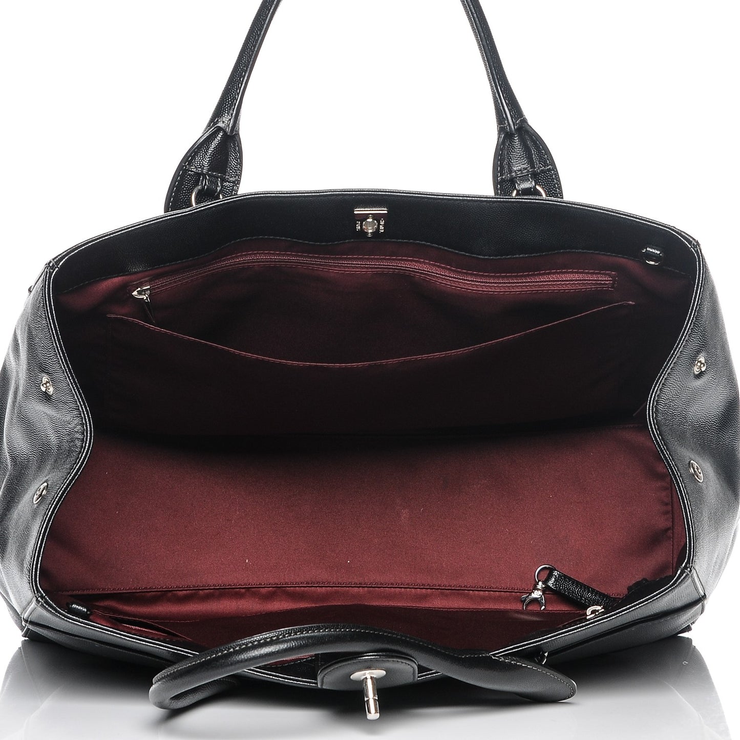 Caviar Medium Cerf Executive Shopper Tote Black