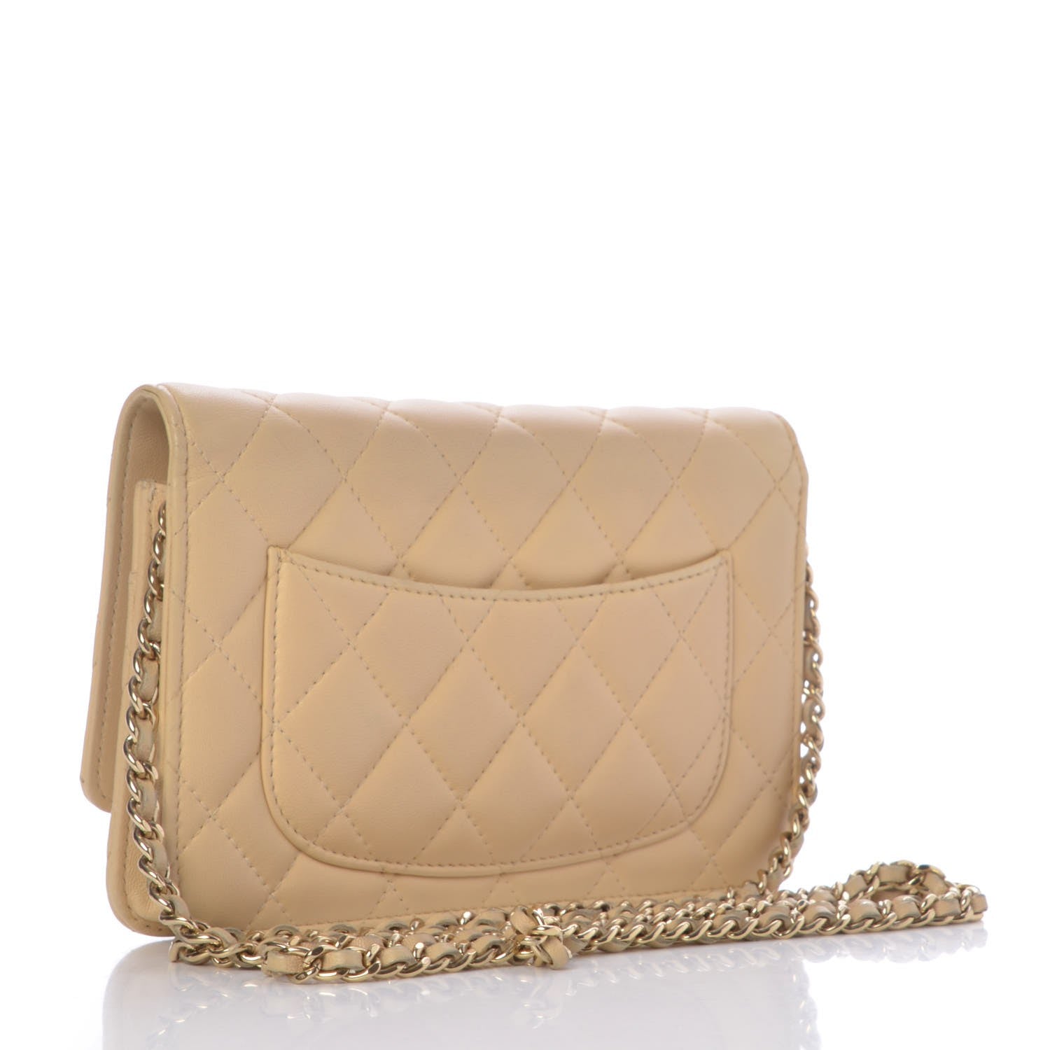 Chanel Lambskin Quilted Wallet on Chain WOC Beige 3 of 9