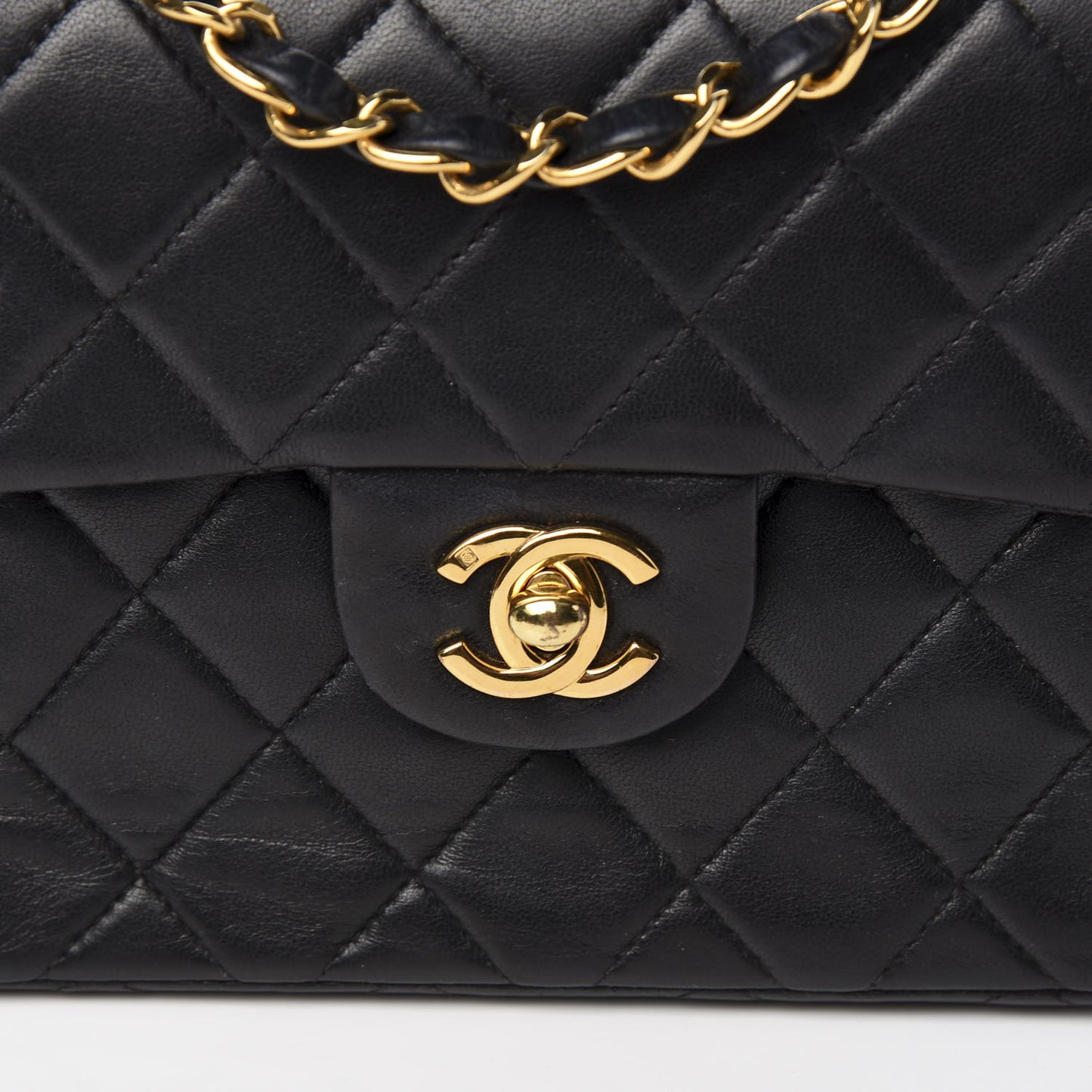 Lambskin Quilted Mini Square Flap Black