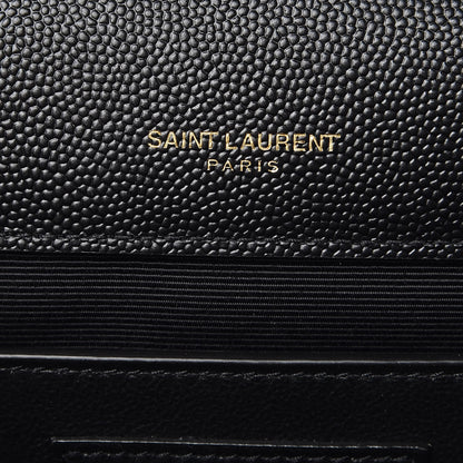 Saint Laurent Grain De Poudre Textured Mixed Matelasse Triquilt Medium Monogram Satchel Black 6 of 9
