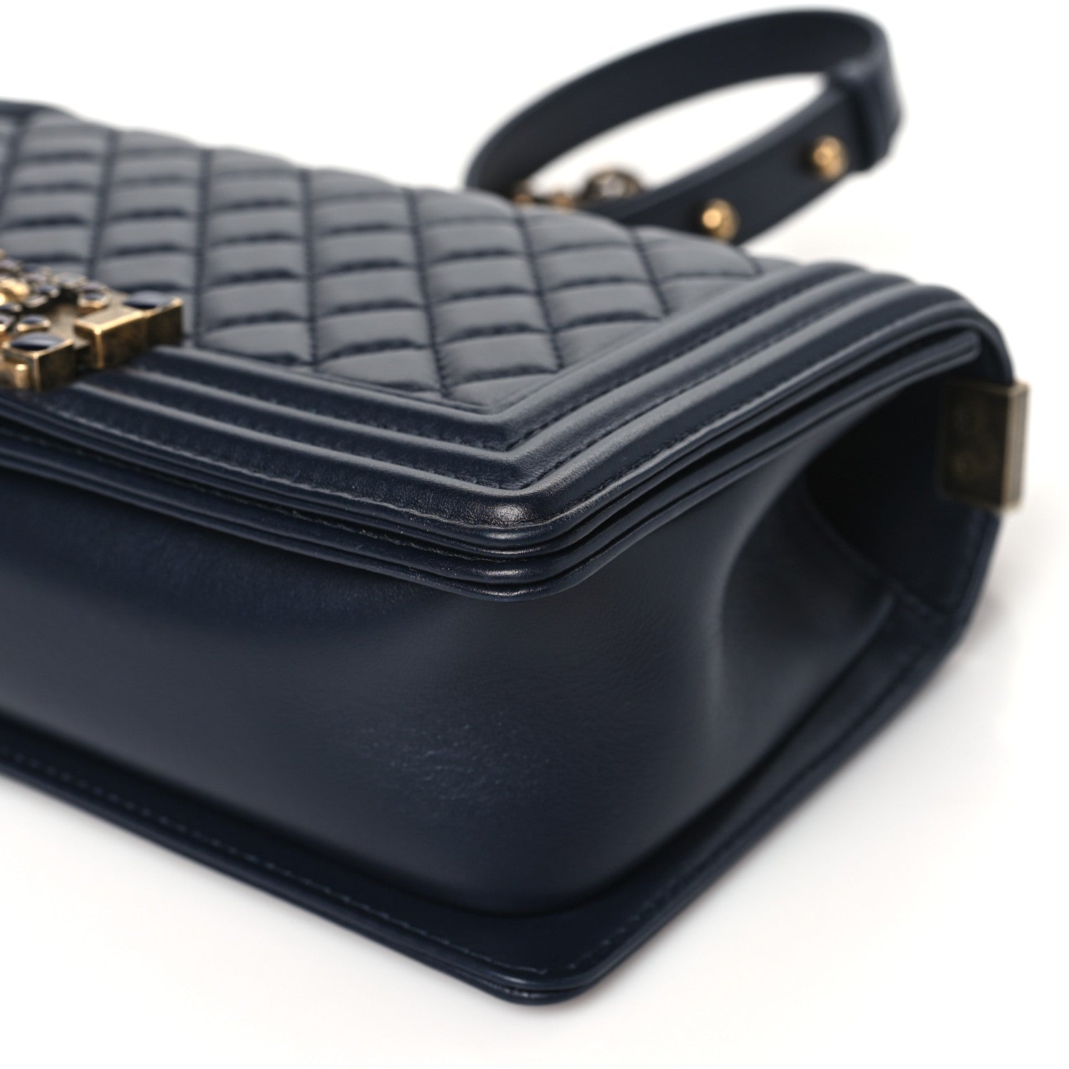 Chanel Lambskin Quilted Gripoix Medium Boy Flap Navy 10 of 10