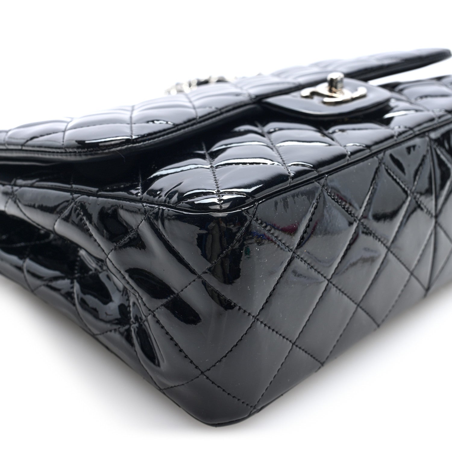 Chanel Patent Quilted Jumbo Double Flap Black 9 of 10