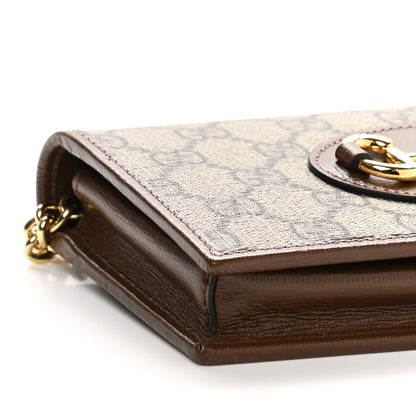 Gucci GG Supreme Monogram Azalea Calfskin Horsebit 1955 Wallet On Chain Beige Ebony Brown Sugar 10 of 11