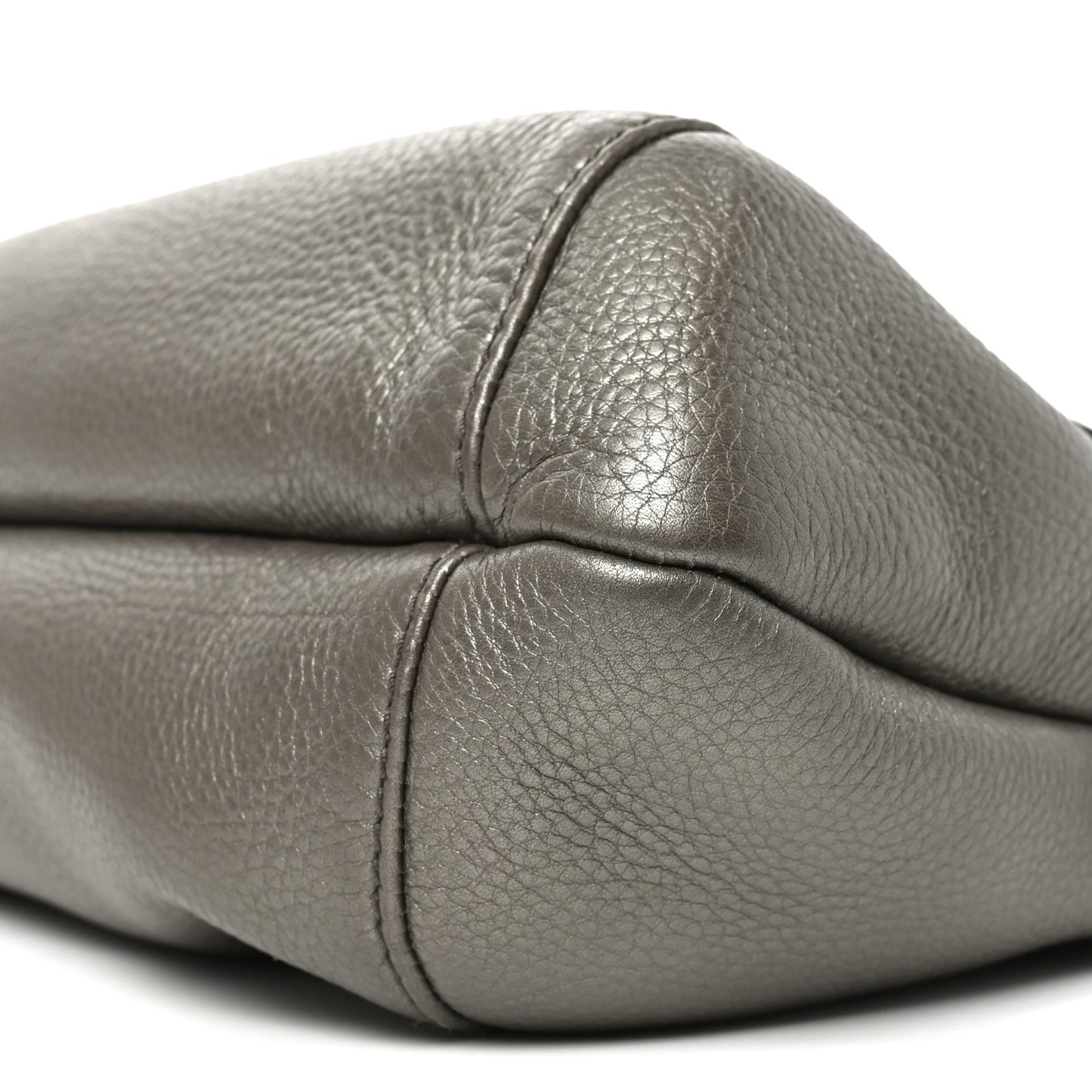 Pebbled Calfskin Medium Techno Horsebit Shoulder Flap Bag Grey