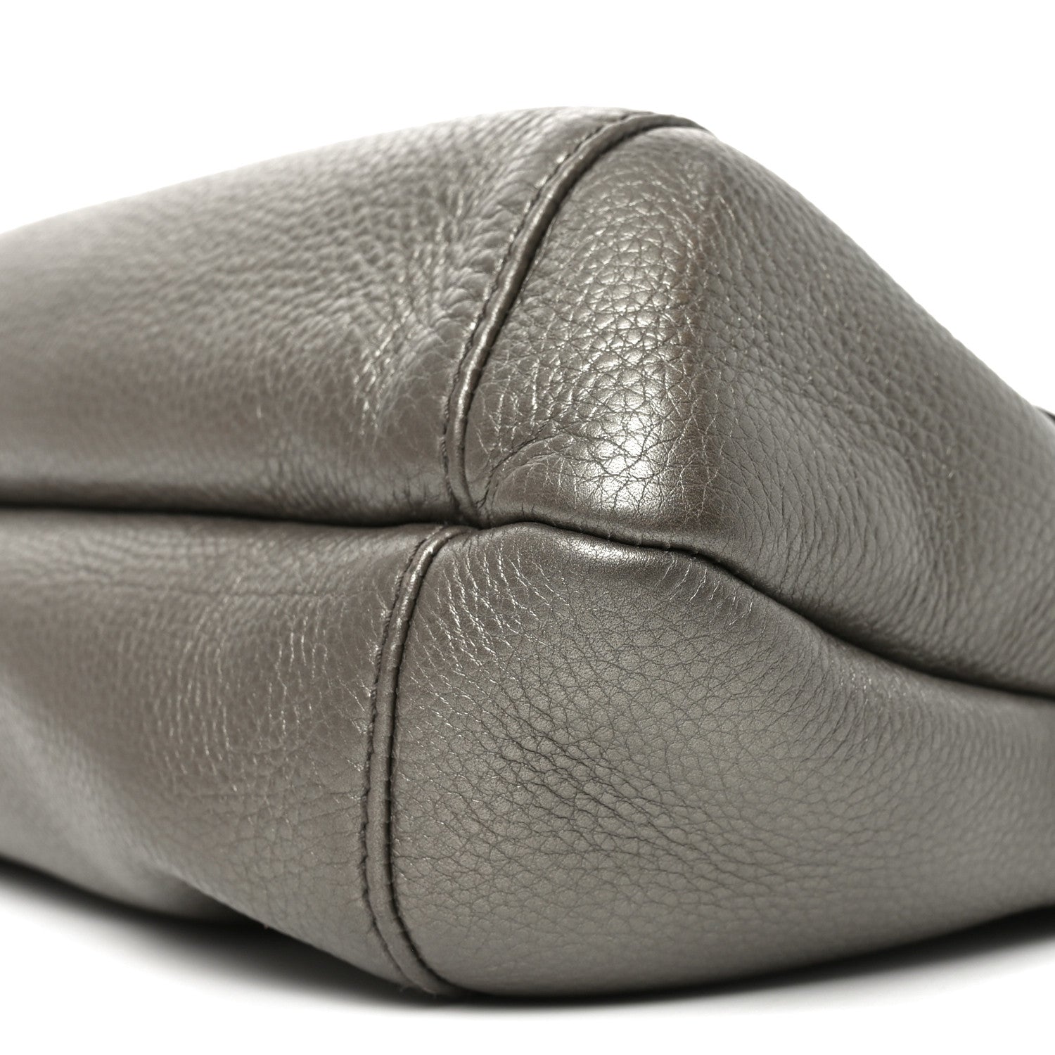 Gucci Pebbled Calfskin Medium Techno Horsebit Shoulder Flap Bag Grey 10 of 12
