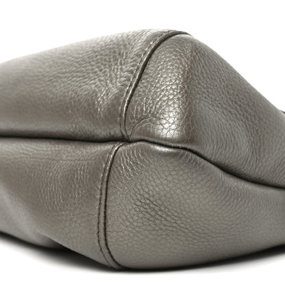 Gucci Pebbled Calfskin Medium Techno Horsebit Shoulder Flap Bag Grey 10 of 12