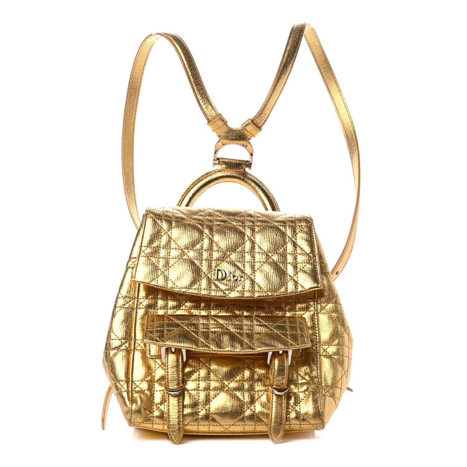 Christian Dior Metallic Grained Calfskin Small Stardust Backpack Gold 1 of 4