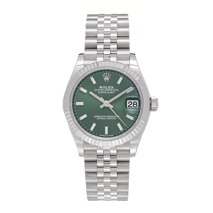 Rolex Stainless Steel 18K White Gold 31mm Oyster Perpetual Datejust Watch Mint Green 278274 1 of 5