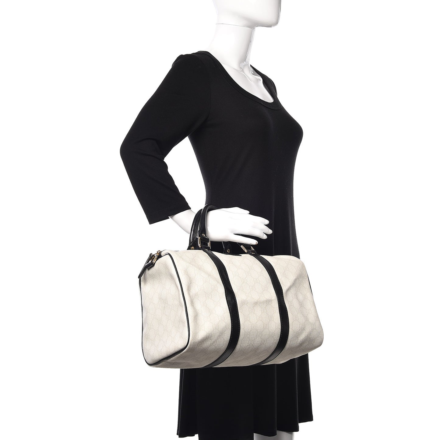 GG Plus Monogram Medium Joy Boston White Black
