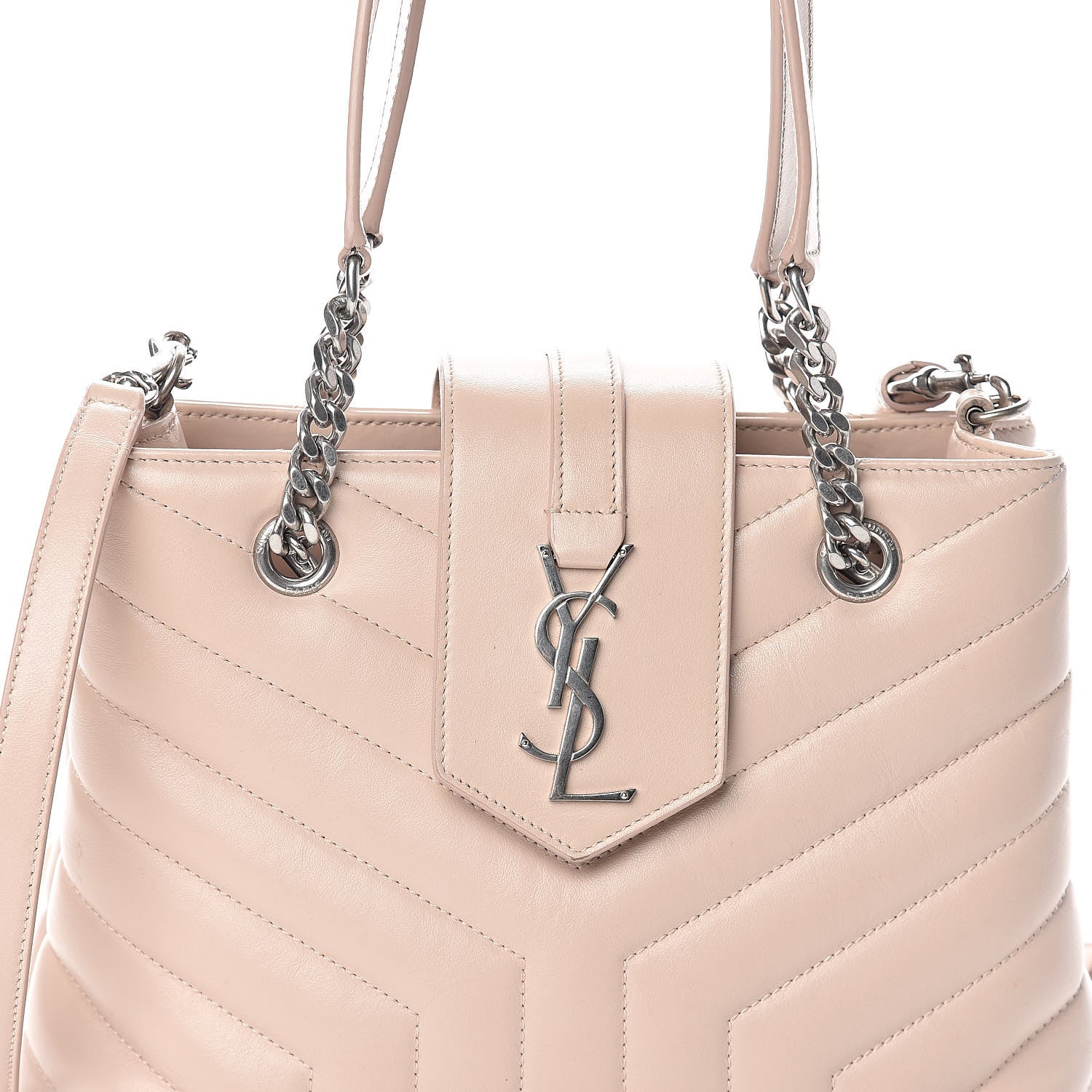 Saint Laurent Calfskin Y Quilted Monogram Small Loulou Shopper Marble Pink 8 of 10