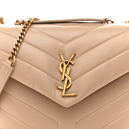 Saint Laurent Calfskin Y Quilted Monogram Small Loulou Chain Satchel Dark Beige 8 of 13