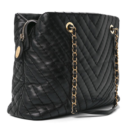 Chanel Calfskin Chevron Quilted Surpique Tote Black 3 of 11