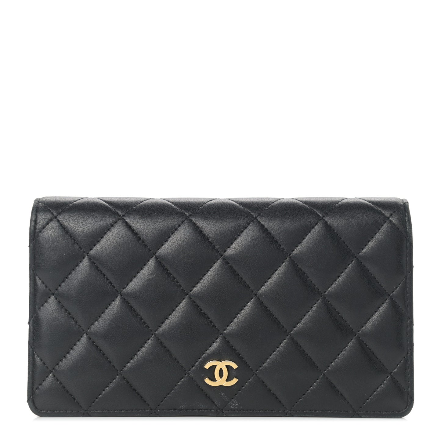 Lambskin Quilted Yen Wallet Black