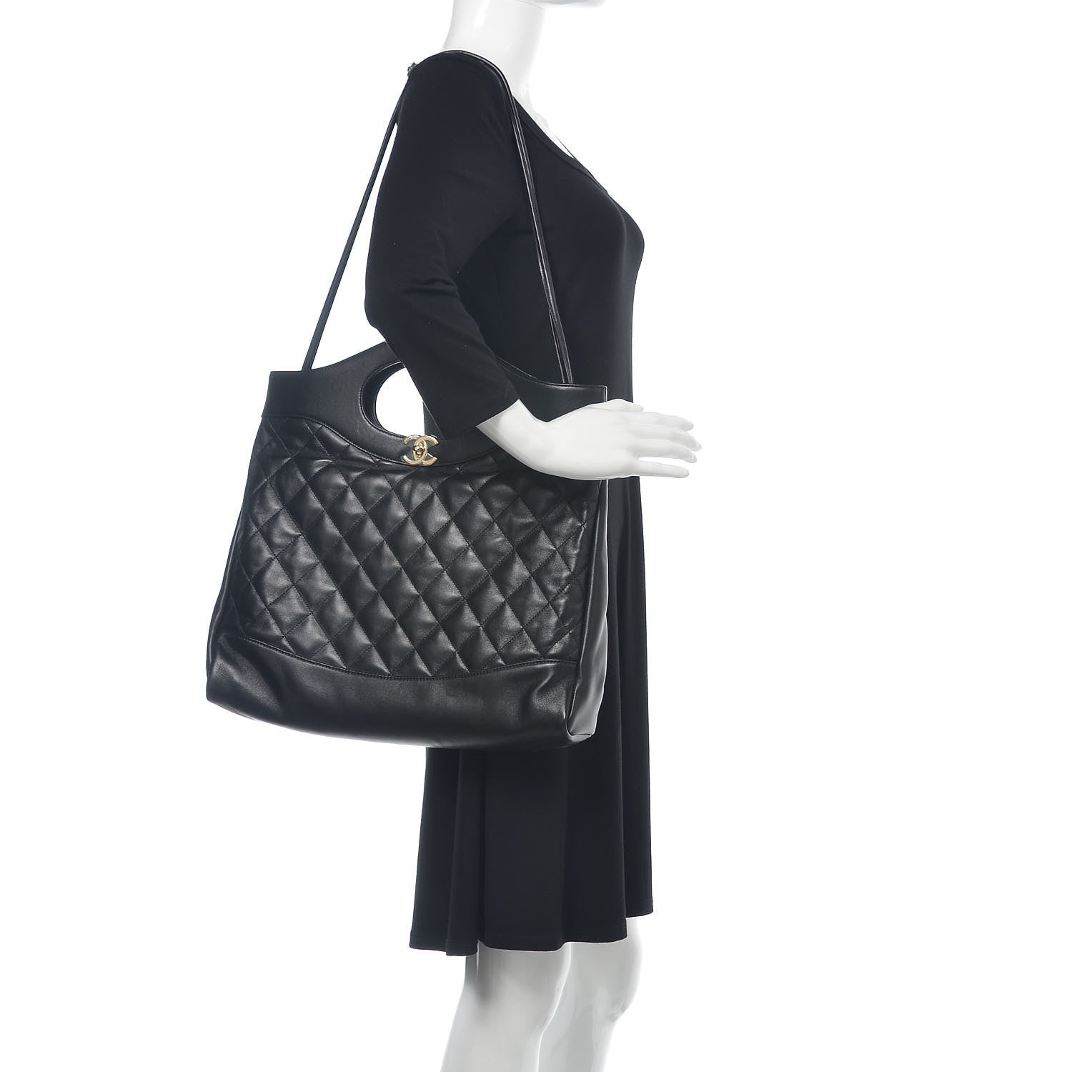 Chanel Lambskin Quilted Large 31 Shopping Bag Black 2 of 11