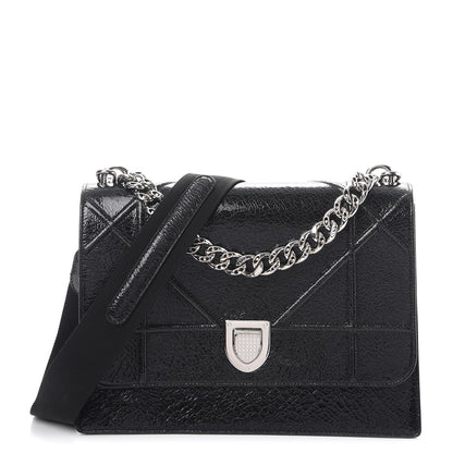 Christian Dior Ceramic Effect Deerskin Diorama Satchel Black 1 of 8