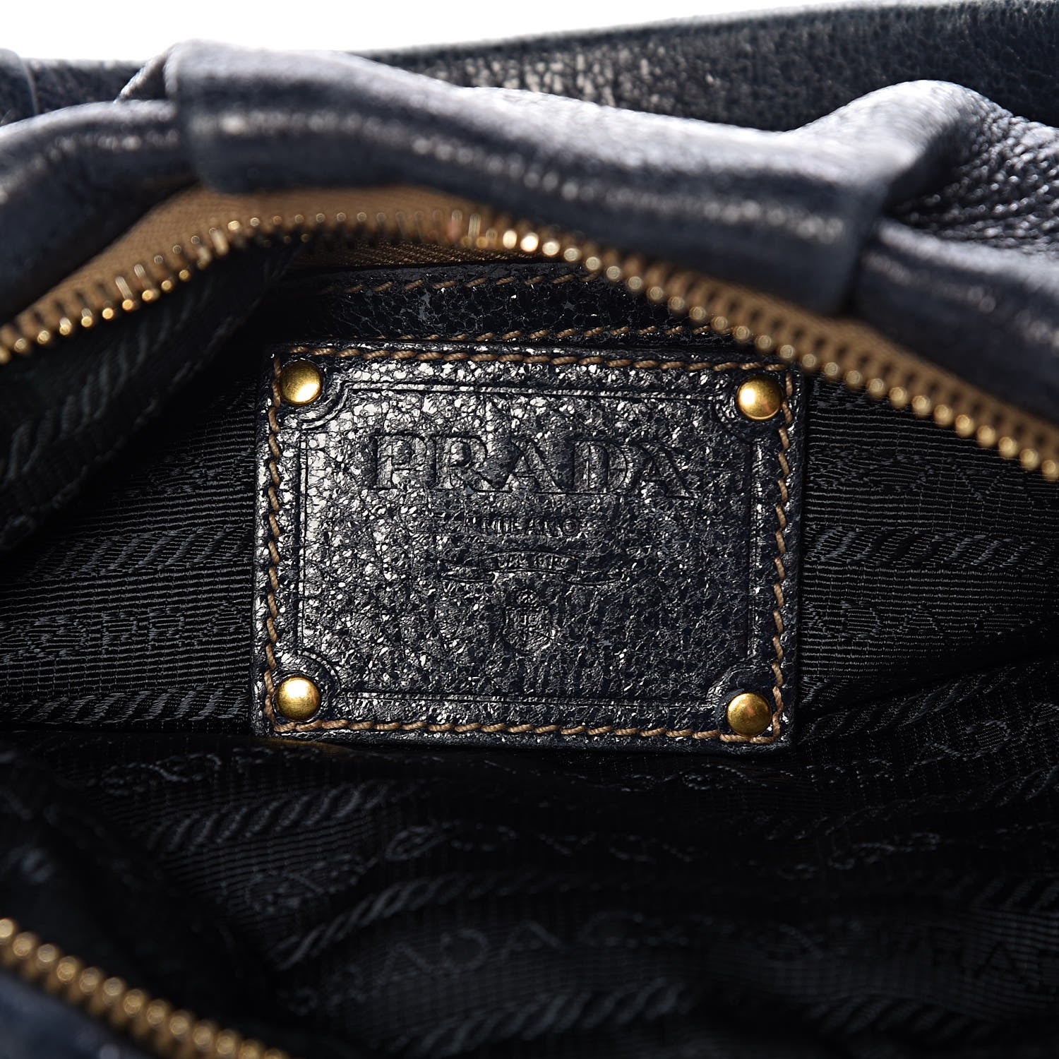 Prada Metallic Vitello Daino Hobo Dark Blue 6 of 12