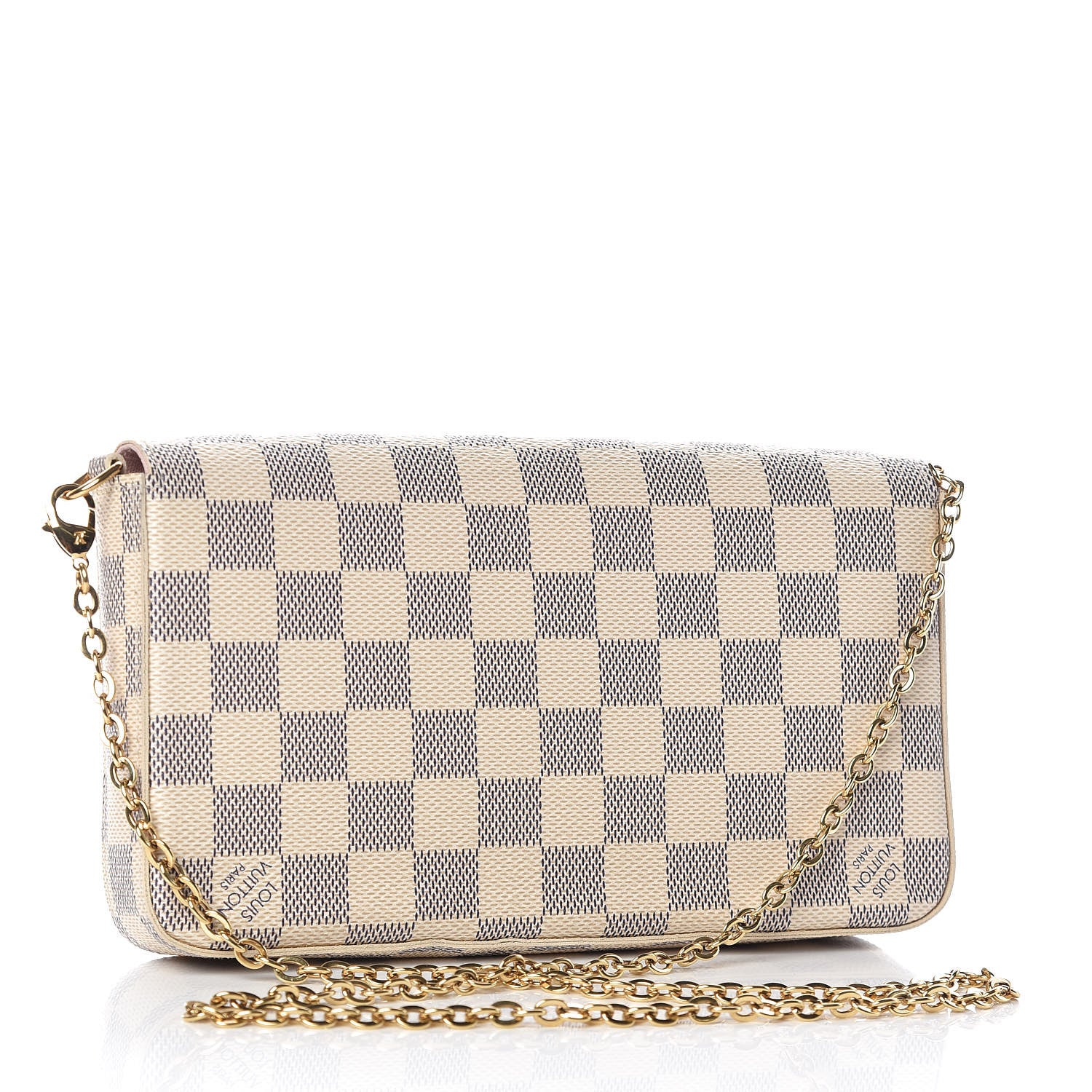 Louis Vuitton Damier Azur Pochette Felicie Chain Wallet Rose Ballerine 3 of 10