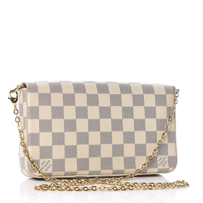 Louis Vuitton Damier Azur Pochette Felicie Chain Wallet Rose Ballerine 3 of 10