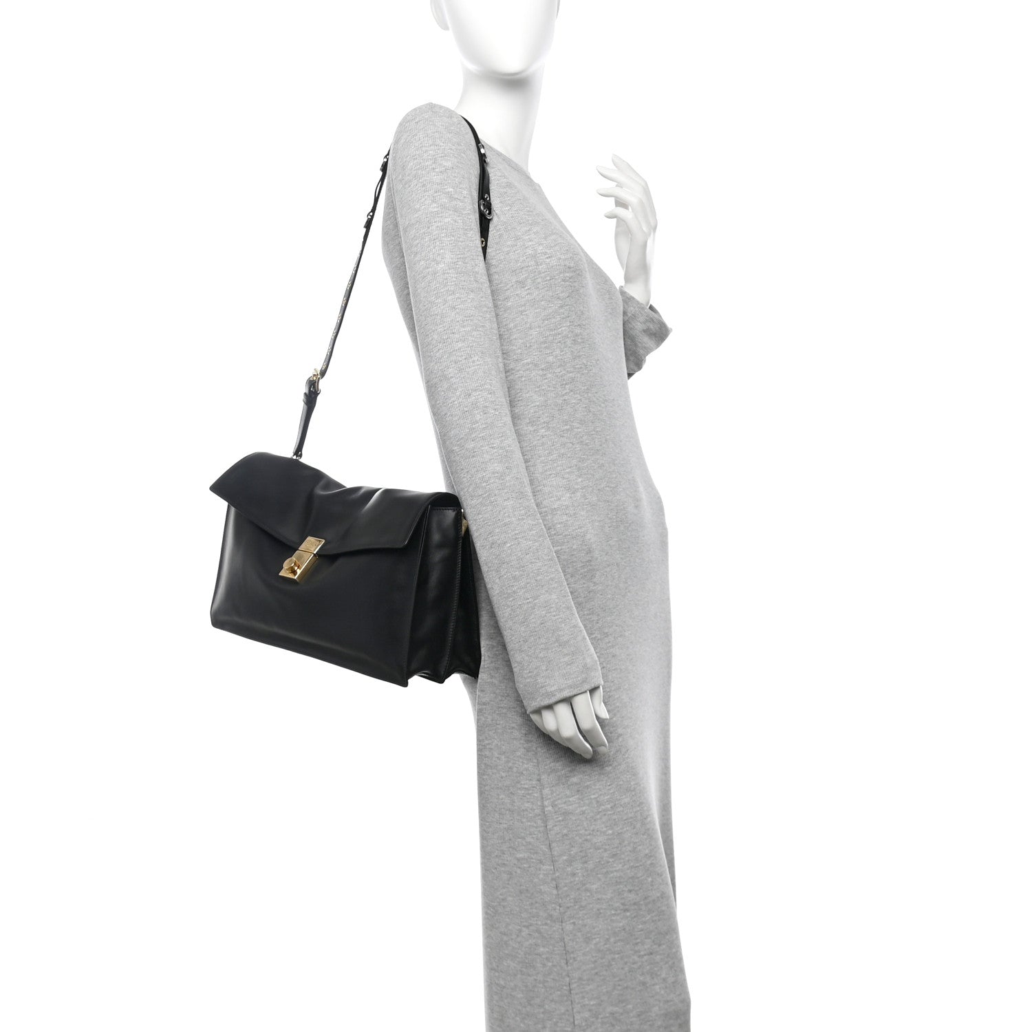 Prada Calfskin Large Soft Sound Shoulder Bag Black 2 of 11