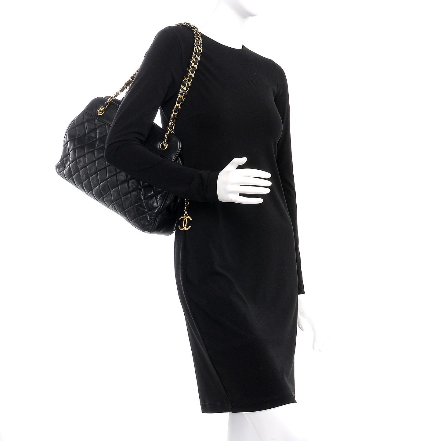 Lambskin Quilted Shoulder Bag Black