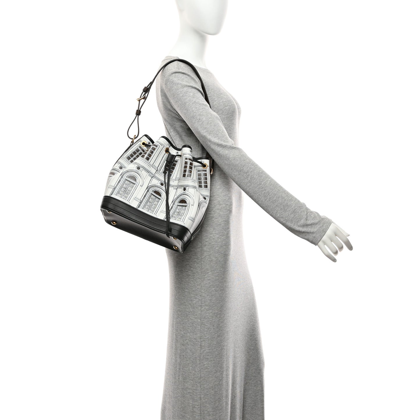X FORNASETTI Calfskin Architettura Noe MM Black White