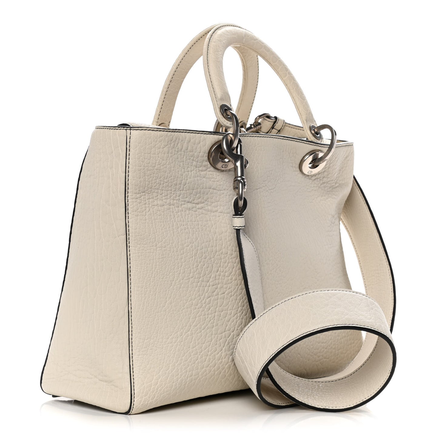 Grained Lambskin Large Lady Dior Off White
