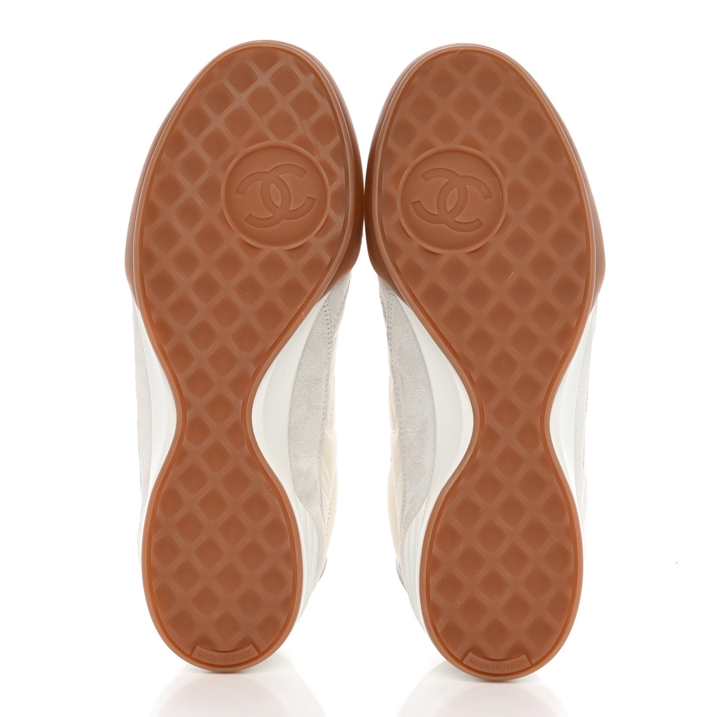 Suede Calfskin Quilted Sneakers 38 White