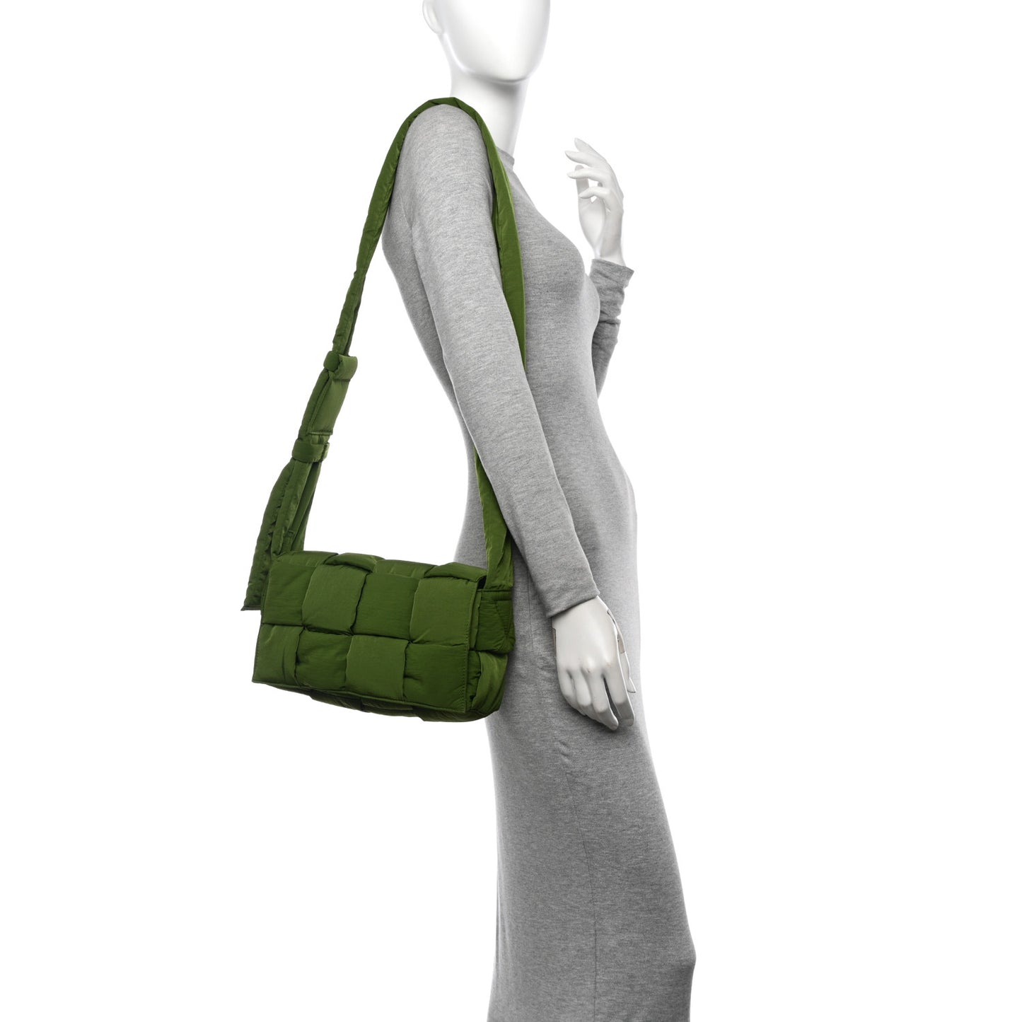 Nylon Intrecciato Padded Tech Cassette Bag Avocado