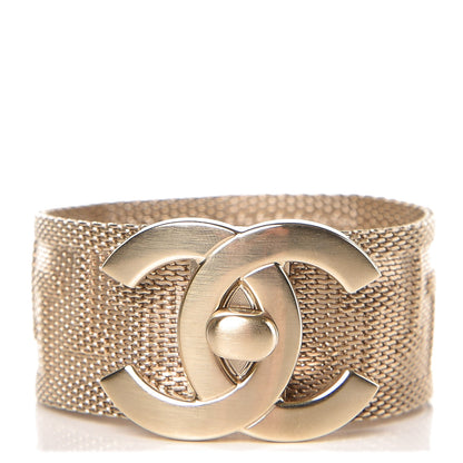 Chanel Metal Mesh CC Turnlock Bracelet Medium Gold 1 of 6