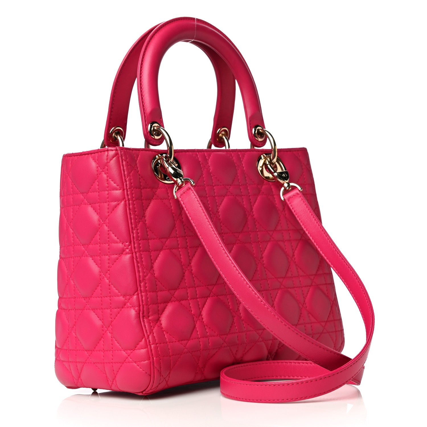 Christian Dior Lambskin Cannage Medium Lady Dior Pink 2 of 21