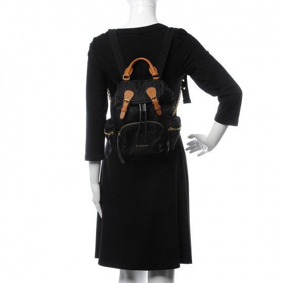 Nylon Small Rucksack Backpack Black