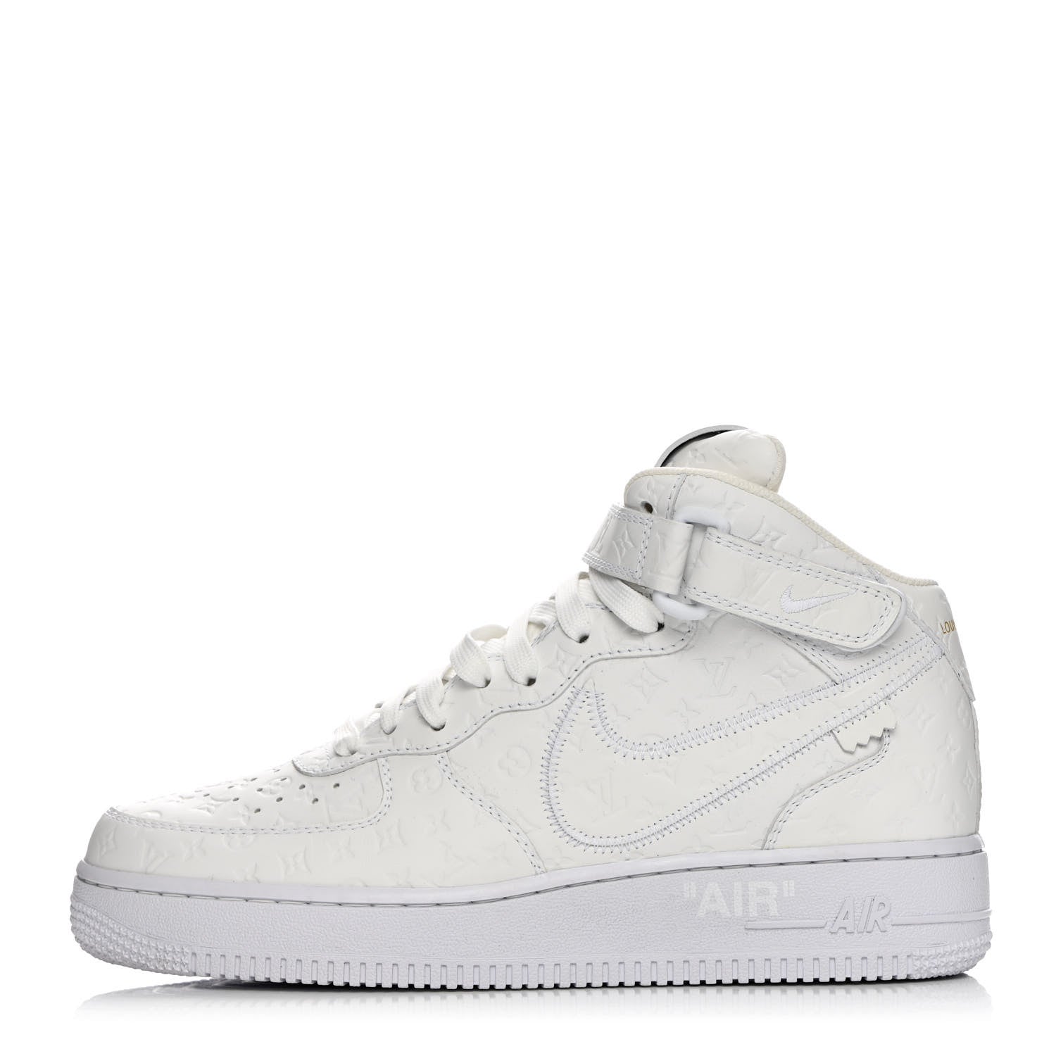 Louis Vuitton X NIKE AIR FORCE 1 Calfskin Monogram Mid Sneakers 7 White 1 of 10
