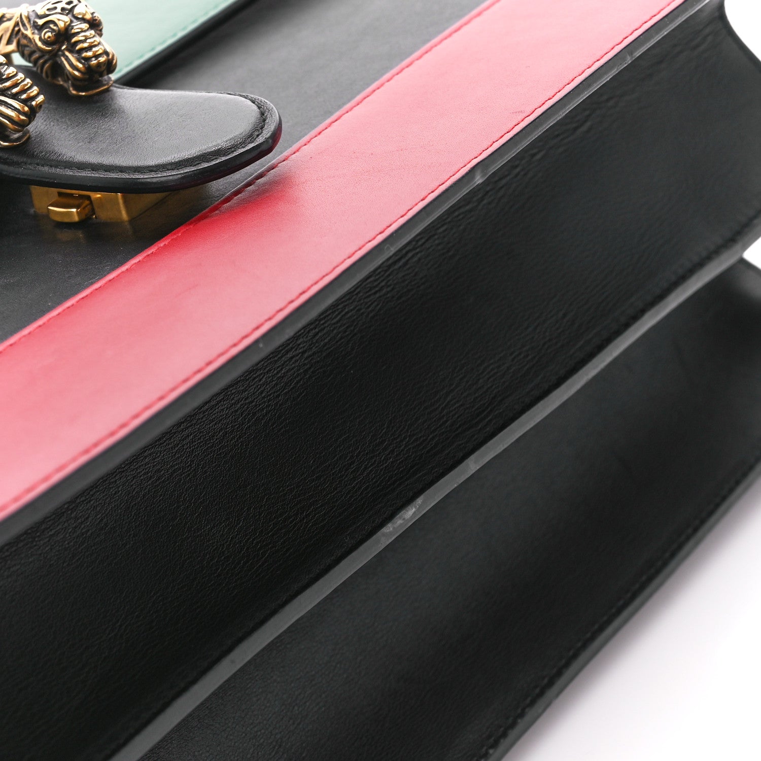 Gucci Calfskin Bamboo Web Large Dionysus Top Handle Bag Black Bright Evergreen Hibiscus Red 20 of 20