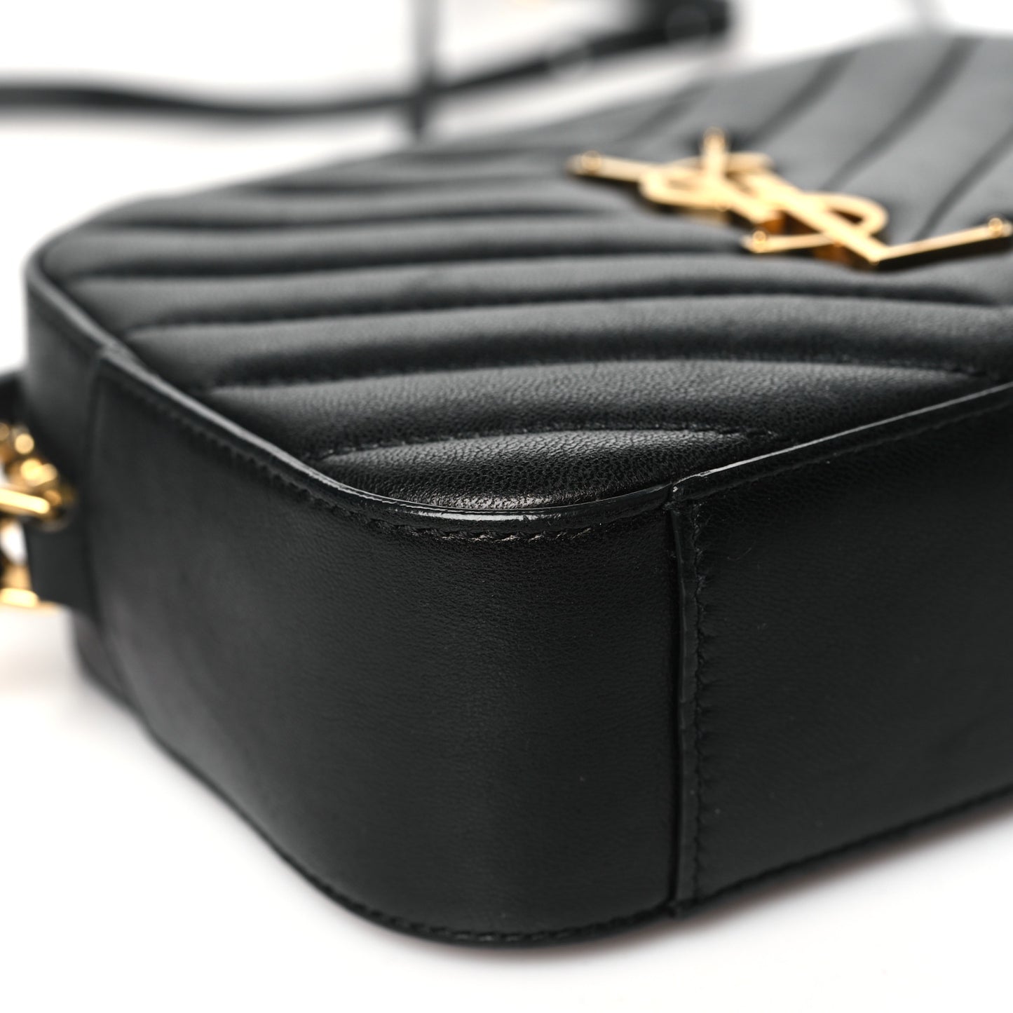 Lambskin Chevron Small Classic Monogram Camera Bag Nero Black