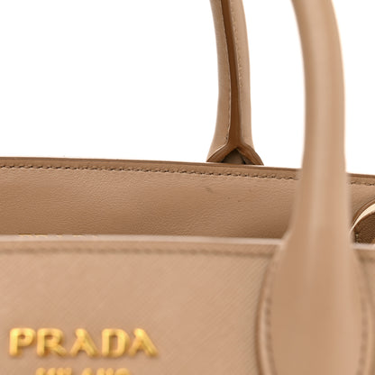 Prada Saffiano City Calfskin Bibliothèque Top Handle Cammeo Talco 14 of 15