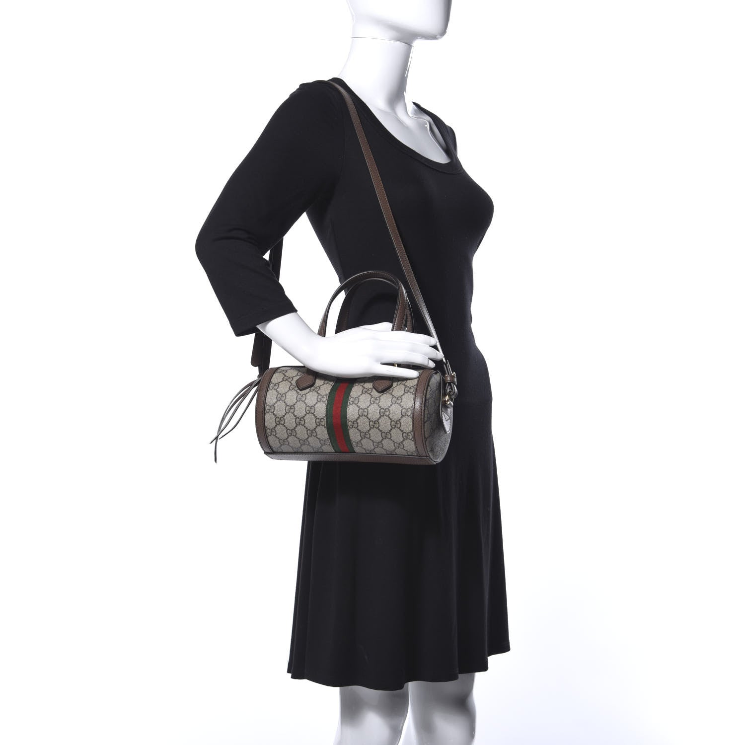 Gucci GG Supreme Monogram Web Small Ophidia Boston Bag Beige New Acero 2 of 8