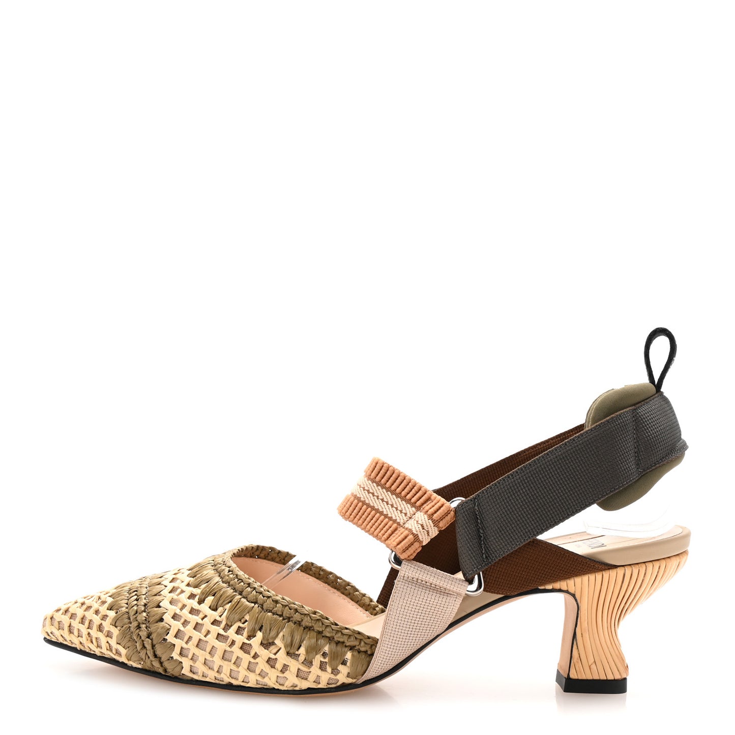 Raffia Colibri Lite 55mm Slingback Pumps 36 Beige Multicolor