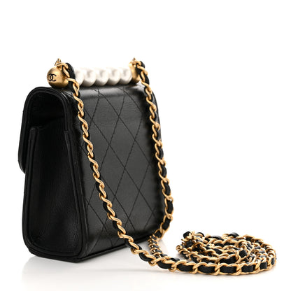 Chanel Goatskin Chic Pearls Clutch On Chain Black 3 of 13